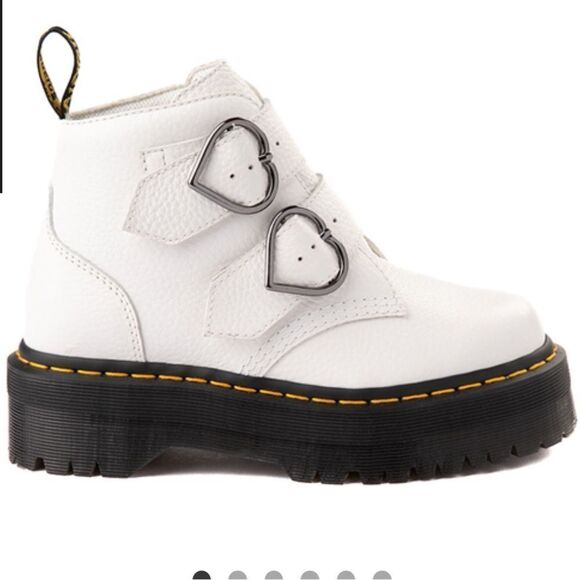 NWT DR MARTENS DEVON HEARTS QUAD BOOTS- WHITE SZ 9 - Picture 2 of 13